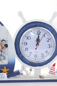 Ahşap Marin Dümenli Çerçeveli Saat Model 1