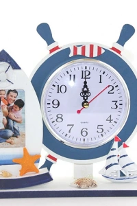 Ahşap Marin Dümenli Çerçeveli Saat Model 2