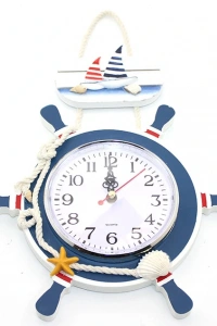 Ahşap Marin Dümenli Saat Model 2