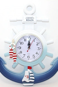 Ahşap Marin Dümenli Ve Çapa Tasarımı Saat Model 1