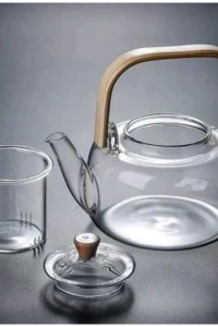 Ahşap Saplı Cam Filtreli Demlik