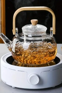 Ahşap Saplı Cam Filtreli Demlik