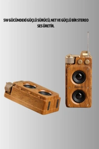 Ahşap Tarzı Kablosuz Hoparlör 5W Güçlü Bass TF USB AUX