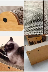 Ahşap Tek Katlı Tırmalamalı Evcil Hayvan Oyun Evi