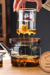 Akasya Saplı Demlik - 1200 ml - Borosilikat Cam
