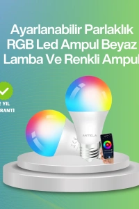 Akıllı 9W RGBW LED Ampul, tasaruflu romantik ışıklı
