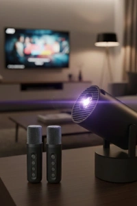 Akıllı Projeksiyon Cihazı Karaoke Mikrofonlu 1080P Android