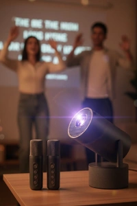 Akıllı Projeksiyon Cihazı Karaoke Mikrofonlu 1080P Android