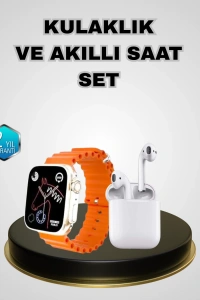 Akıllı Saat ve Kablosuz Kulaklık iOS Android Uyumlu Teknoloji Seti