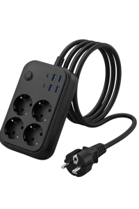 Akım Korumalı Çoklu Priz 4 USB 2 Type C 4 Priz Güvenli ve Hızlı Şarj