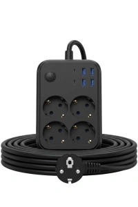 Akım Korumalı Çoklu Priz 4 USB 2 Type C 4 Priz Güvenli ve Hızlı Şarj