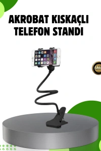 Akrobat Masaüstü Mandallı Telefon Tutucu 360 Derece Dönebilen