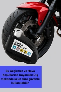 Alarm Sensörlü Disk Kilidi Motosiklet Scooter Bisiklet Güvenlik