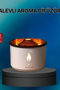 Alev Efektli Buhar Makinesi – Aromaterapi, Nemlendirme ve Işık Modlu Tasarım