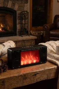 Alev Şömine Efektli Bluetooth Hoparlör Siyah