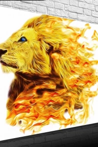 Alevler ve Erkek Arslan Kanvas Tablo 50 x 70