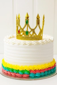 Altın Işıltılı İnce Pasta Üstü Taç Plastik