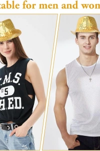 Altın Payetli Fötr Şapka Yetişkin Boy