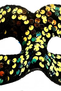 Altın Renk Arkadan Lastikli Pul Payet İşlemeli Balo After Parti Maskesi