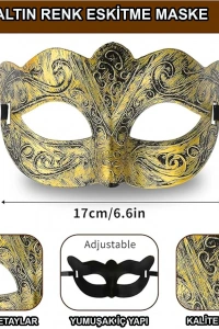 Altın Renk Eskitme Balo Maskesi