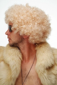 Altın Renk Kıvırcık Afro Parti Peruğu