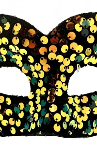 Altın Renk Pul Payet İşlemeli Balo Maskesi