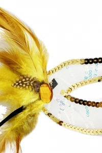 Altın Yandan Tüylü Pul Payet Parti Maskesi