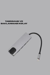 Alüminyum Gövdeli Type‑C HDMI & Ethernet Adaptör – Tak & Çalıştır
