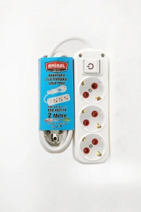 Amiral 3 lü Topraklı Anahtarlı 2 Metre Kablolu Grup Priz