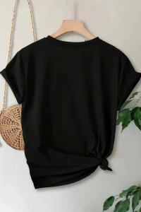 Anneler Günü Hediye Anne Temalı Baskılı Oversize Bisiklet Yaka T-shirt - Siyah