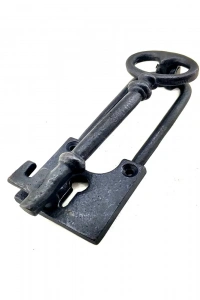 Antika Tarz Dekoratif Pirinç Anahtar Kapı Tokmağı, Taktak - 170x60mm, Oksit