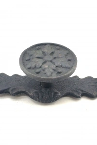 Antika Tarz Dekoratif Pirinç Çiçek Düğme - 27x70 mm, Oksit