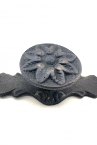 Antika Tarz Dekoratif Pirinç Çiçek Düğme - 29x70 mm, Oksit
