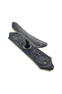 Antika Tarz Dekoratif Pirinç Çiçekli Pencere Kolu - 165x38 mm, Oksit