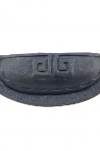 Antika Tarz Dekoratif Pirinç Çizgili Tas Mobilya Kulbu - 37x90 mm, Oksit