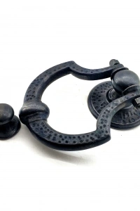 Antika Tarz Dekoratif Pirinç Dövme Kapı Tokmağı, Taktak - 150x105 mm, Oksit