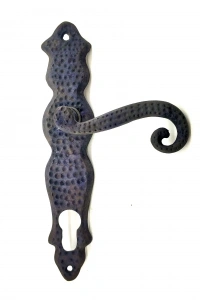 Antika Tarz Dekoratif Pirinç Kıvrık Yale Kapı Kolu - 210x43 mm, Oksit