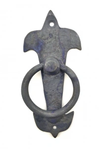 Antika Tarz Dekoratif Pirinç Lale Kapı Halkası - 165x70mm, Oksit