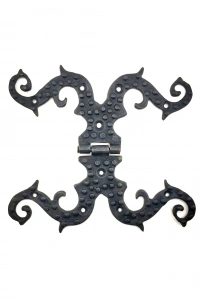 Antika Tarz Dekoratif Pirinç Süslü Menteşe - 190x170 mm, Oksit