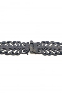 Antika Tarz Dekoratif Pirinç Yaprak Desenli Menteşe - 55x265 mm, Oksit