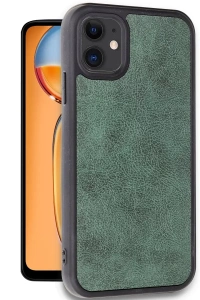 Apple iPhone 11 Kılıf Aras Deri Kapak - Koyu Yeşil