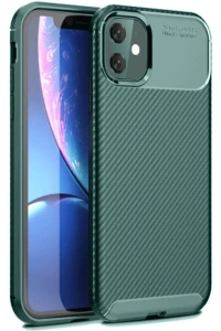 Apple iPhone 11 Kılıf Auto Focus Karbon Kapak - Koyu Yeşil