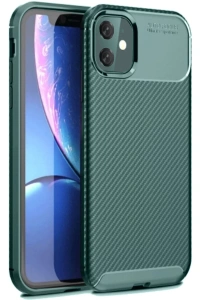 Apple iPhone 11 Kılıf Auto Focus Karbon Kapak - Koyu Yeşil