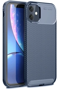 Apple iPhone 11 Kılıf Auto Focus Karbon Kapak - Lacivert