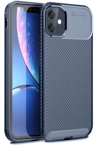 Apple iPhone 11 Kılıf Auto Focus Karbon Kapak - Lacivert