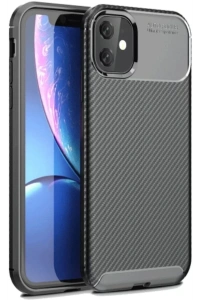 Apple iPhone 11 Kılıf Auto Focus Karbon Kapak - Siyah