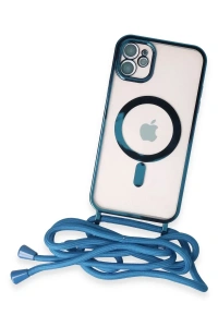 Apple iPhone 11 Kılıf Divo Lazer Askılı Magsafe Kapak - Sierra Blue
