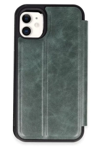Apple iPhone 11 Kılıf Flip Cover - Koyu Yeşil