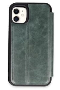 Apple iPhone 11 Kılıf Flip Cover - Koyu Yeşil