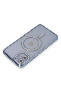 Apple iPhone 11 Kılıf Joke Simli Magneticsafe Kılıf - Mavi